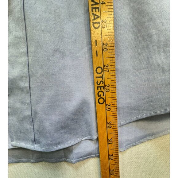 Club Room Mens Pinpoint Oxford Dress Shirt Size 16 32/33 Light Blue Pocket - Picture 7 of 13